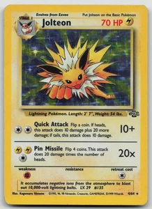 Pokemon Jolteon 4/64 WotC Jungle Holo Rare HP #1 - Picture 1 of 2