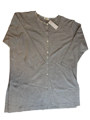 Jones New York Sport Blue & White Stripped Button Down 3/4 Sleeve Shirt Size 2X - Image 1 of 4