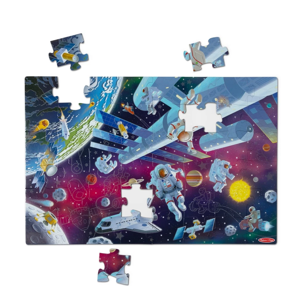 Melissa & Doug Puzzle da pavimento in cartone fosforescente Avventure Spazi CPVo - Immagine 1 di 4
