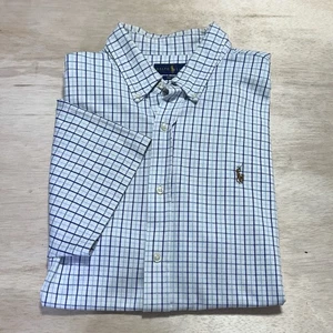 Polo Ralph Lauren Shirt Mens XL Knit Oxford Plaid Button Down Short Sleeve - Picture 1 of 10