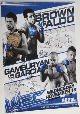 Jose Aldo Mike Brown Cub Swanson Signed by Card WEC 44 Fight Poster UFC SBC 12 - Image 1 of 4
