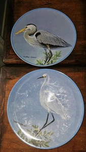 Platos de melamina 11" cena Thomas Krause aves garceta náutica costera arenque - Imagen 1 de 8