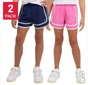Champion Girls Boys Shorts Pink Navy Blue 2-Pack Active Elastic Waist - Picture 1 of 8