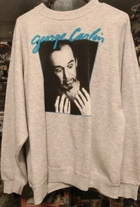 Vintage George Carlin 90s Crewneck Sweater Jumper XL Tultex - Picture 1 of 7