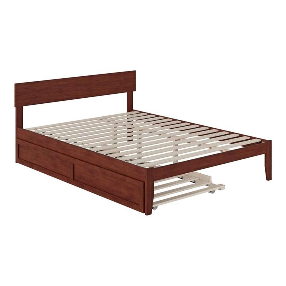 Pemberly Row Wood Queen Bed with Twin Extra Long Trundle in Walnut - Image 1 of 1