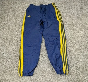 Vintage Y2K Adidas Windbreaker Pants Mens Medium Blue Drawstring Lined Ankle Zip - Picture 1 of 7
