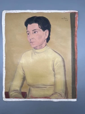 DIPINTO A OLIO RITRATTO FIGURA UMANA FIRMATO VALERIO PILON 1962 - Immagine 1 di 4