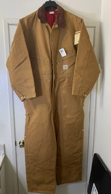 Carhartt 996QZR Insulated Coveralls BRN Duck Canvas 52 R Zip Hip-to-Ankle - NEW - Image 1 of 4