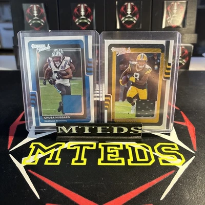 Chuba Hubbard/Josh Jacobs 2025 Donruss Threads Patch (2) - Image 1 of 2