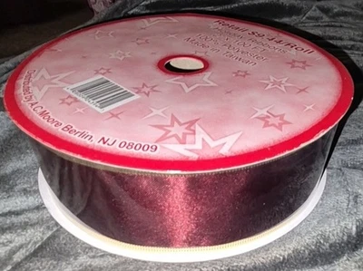 100ft × 2in Red w/Gold Trim Holiday Ribbon *new* - Image 1 of 2