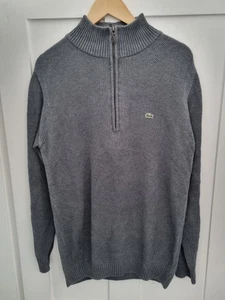 Lacoste Pullover Viertelreißverschluss Grau Größe 4 Uk Medium  - Bild 1 von 8