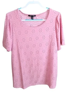 Carolyn Taylor Womens 3X Blouse Pink Lace Embroidered Boho Hippie Cottagecore - Picture 1 of 6
