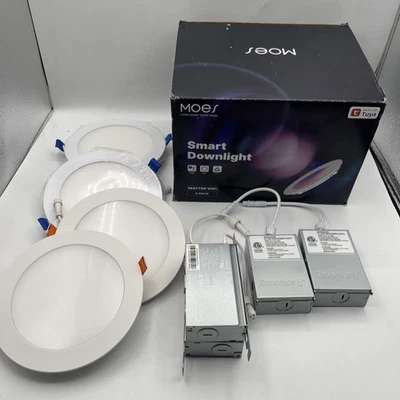 MOES Matter 6" Smart Recessed Lighting - Color Changing WiFi - 4 Pack (14W) - Image 1 of 4