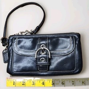 Coach Soho Braccialetto in pelle nero con fibbia frontale e zip - Foto 1 di 8