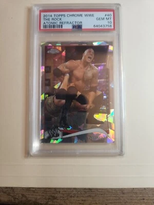 2014 Topps Chrome WWE "THE ROCK" Atomic Refractor 🔥🪨PSA 10🪨🔥 Gem Mint - Image 1 of 2