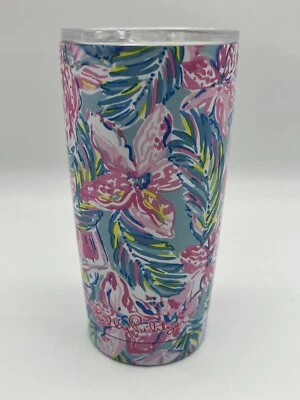 Taza de viaje térmica de acero inoxidable Lilly Pulitzer tropical con tapa rosa azulado Foto 1 de 4