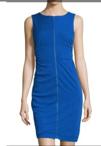 Neu mit Etikett Halston Heritage Sunburst-Plissee Etuikleid hellkobaltblau 2 UVP 375 - Bild 1 von 12