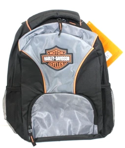 Harley Davidson Book Bag Backpack Blk/Silver 16x11x5 Lightweight Padded Straps - Picture 1 of 9