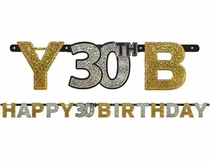 Sparkling Golden 30th Birthday Letter Banner ~ Thirtieth Birthday Party Supplies - Picture 1 of 4