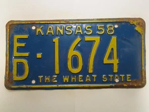 LICENSE PLATE Car Tag 1958 KANSAS ED 1674 [Z289A] - Picture 1 of 1