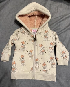 Disney Junior Minnie Mouse Print Zip-Up Hoodie Jacket Sherpa Lined 12 M Baby - Picture 1 of 9