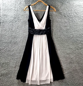 LIZ JORDAN Womens Dress Size 12 Black White Mesh Knit Sleeveless A-line - Picture 1 of 12