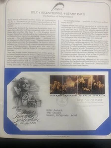 Primer día de emisión, 200 aniversario del nacimiento de la independencia americana 1776-4 de julio-1976 - Imagen 1 de 3