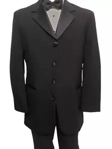 Black Western Cowboy Longer style Tuxedo Jacket Coat 4 Button Johnny Cash - Picture 1 of 7