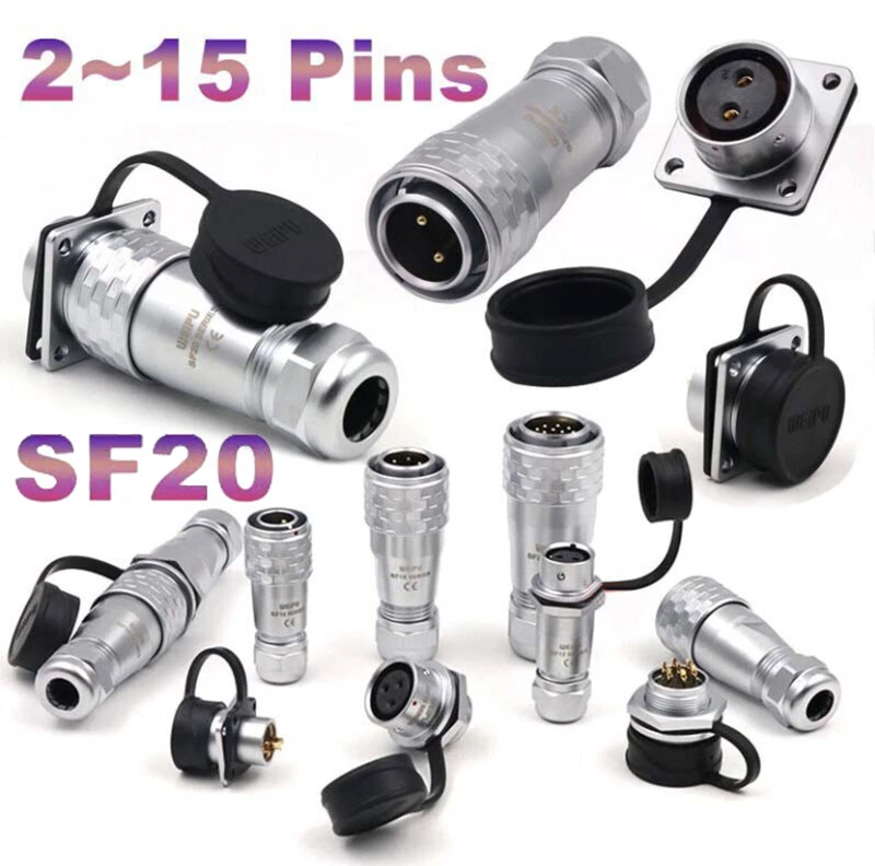 SF20 Aviation Plugs Square Socket IP67 Waterproof Cable Connector 2 3 4~15 Pins - Image 1 of 4