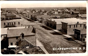 STARKWEATHER, NORTH DAKOTA - BIRDSEYE VIEW - OLD REAL PHOTO POSTCARD - Picture 1 of 2