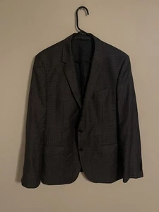 Hugo Boss Hutch3 Wool Gray Plaid Check Blazer Suit Jacket Coat - Men's 44R - Picture 1 of 4