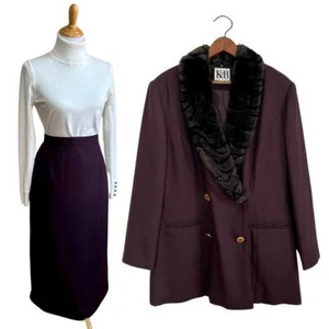 Stella Louise for KB Burgundy 2 Piece Skirt and Blazer Jacket Suit Set Women 16 - Picture 1 of 15