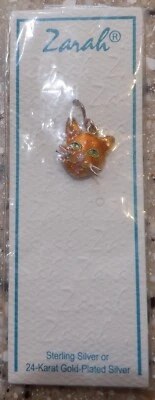 ZARAH GATITO GATO ATIGRADO PLATA ESTERLINA ESMALTE ENCANTO Foto 1 de 2