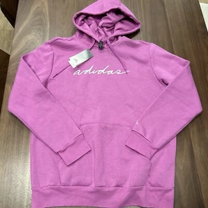 NWT Women Adidas Light Purple Cotton  Hoodie Sweatshirt Size Cursive Size Large - Picture 1 of 4