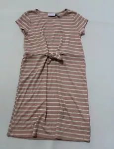 The Children's Place Girl's Short Sleeve Striped Shirt Dress JL3 Pink Large NWT - Picture 1 of 4