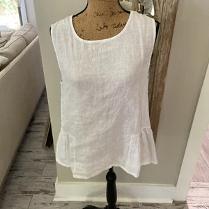 francesca bettini White Linen Sleeveless Blouse NWT Size M - Picture 1 of 8