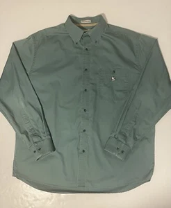 Gander Mountain Button Shirt Long Sleeve Mens Large Geeen Outdoor Logo Cotton - Picture 1 of 12