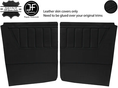 2x FUNDAS DE CUERO PARA TARJETAS DE PUERTA TRASERA PUNTADA NEGRA PARA TRIUMPH HERALD VITESSE CABRIO Foto 1 de 2