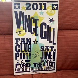 Vince Gill Fan Club Party 2011 Ford Theater HATCH SHOW PRINT ORIG POSTER signiert - Bild 1 von 6