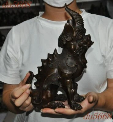 10.8" China bronce Feng Shui riqueza animal valientes tropas pixiu bestia estatua Foto 1 de 4