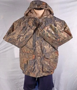 Mossy Oak Bomber S- L  ADJUSTABLE HOODIE 3 Pocket, Safty Harness Slot Windbreake - Picture 1 of 23