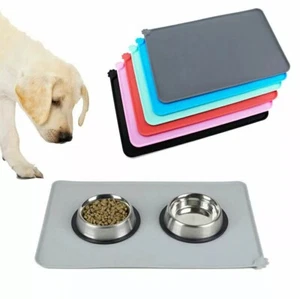 Pet Puppy Silicone Feeding Food Mat Dog Cat Non Slip Bowl Waterproof Placemat - Picture 1 of 19