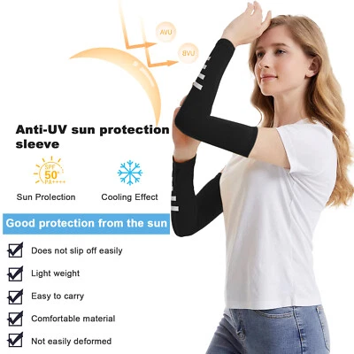 1 par de mangas de protección solar UV, mangas de compresión de seda helada para brazos cubiertos EE. UU. Foto 1 de 4