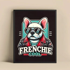 Frenchie Cool - Fun Dog Wall Art - French Bulldog Poster - Gift for Dog Lovers - Picture 1 of 9