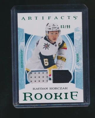 KAEDAN KORCZAK 2022-23 UPPER DECK ARTIFACTS GREEN RC PATCH PARALLEL 03/99 #197 - Image 1 of 2