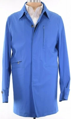 Isaia NWT Rain Coat Size 54 44 Bright Blue Wool Silk Poly Blend Current  - Image 1 of 4