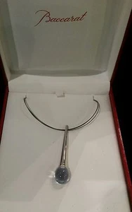 Baccarat aquamarine crystal/sterling pendant necklace - Bild 1 von 1