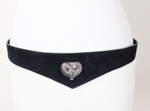Black Dirndl Corset Vintage Belt - Fabric / FAUX Suede - Medium