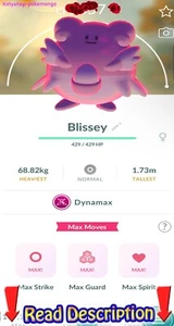Pokémon Go!-Level 50 Dynamax Blissey MAXED 3 Move Trade go Fast Shipping✅ - Picture 1 of 3