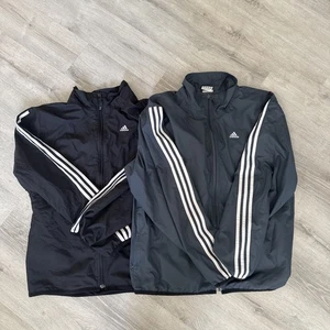 2 Stück Adidas Jacken L drei Streifen durchgehender Reißverschluss Sport Track Windbreaker - Bild 1 von 20